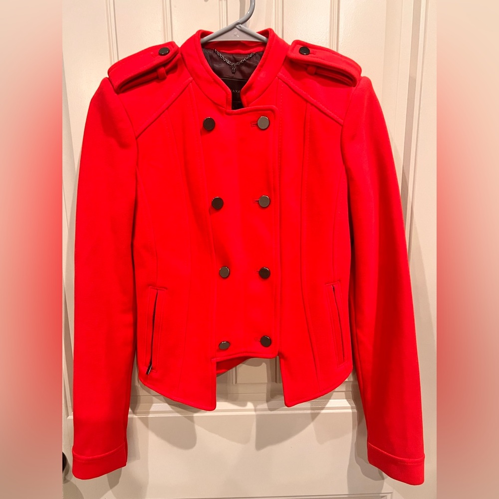 BCBGMaxAzria Red Double Breasted Military Jacket - women’s XS